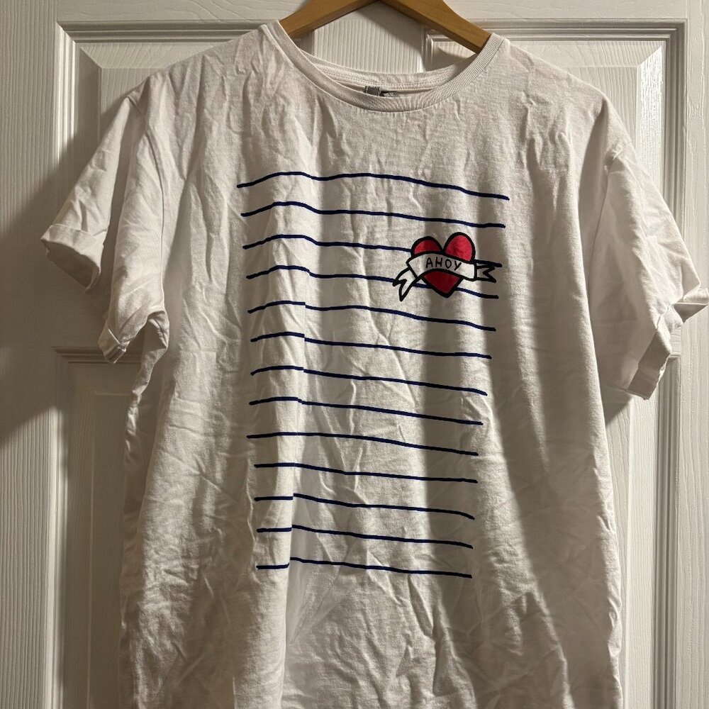 ASOS Curve 'Ahoy' Sailor Theme Short Sleeved Tee